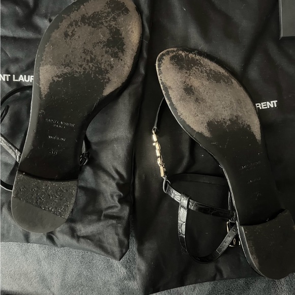 SAINT LAURENT (YSL) Cassandra Croc-Embossed Leather Slingback Thong Sandals - Picture 3 of 6